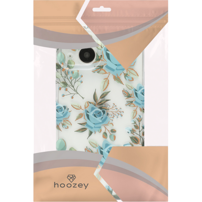 Hoozey - Hoesje geschikt voor Apple iPhone 13 Pro Max - Flower Print - Goud / Blauw