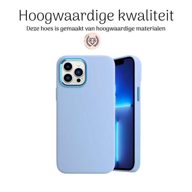 Hoozey - Hoesje geschikt voor Apple iPhone 13 Pro Max - Liquid Siliconen - Licht Blauw