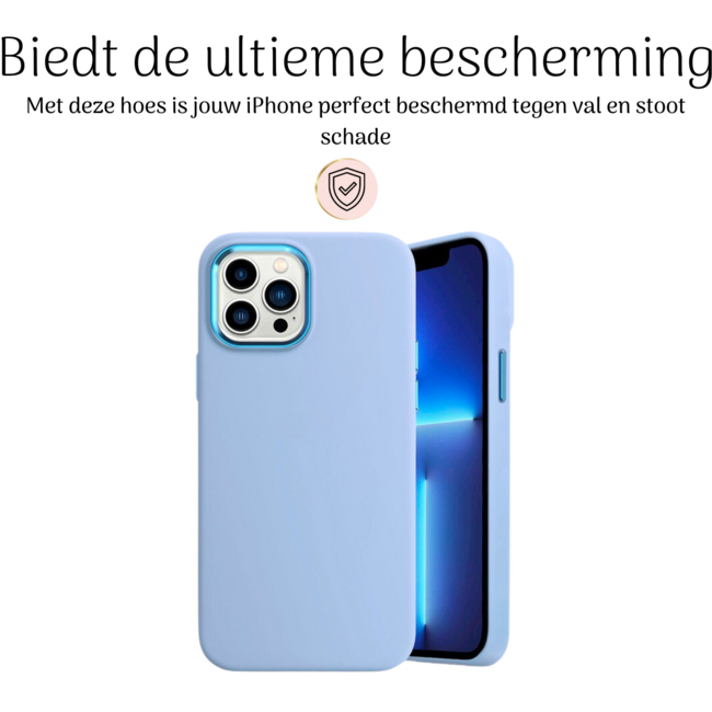 Hoozey - Hoesje geschikt voor Apple iPhone 13 Pro Max - Liquid Siliconen - Licht Blauw