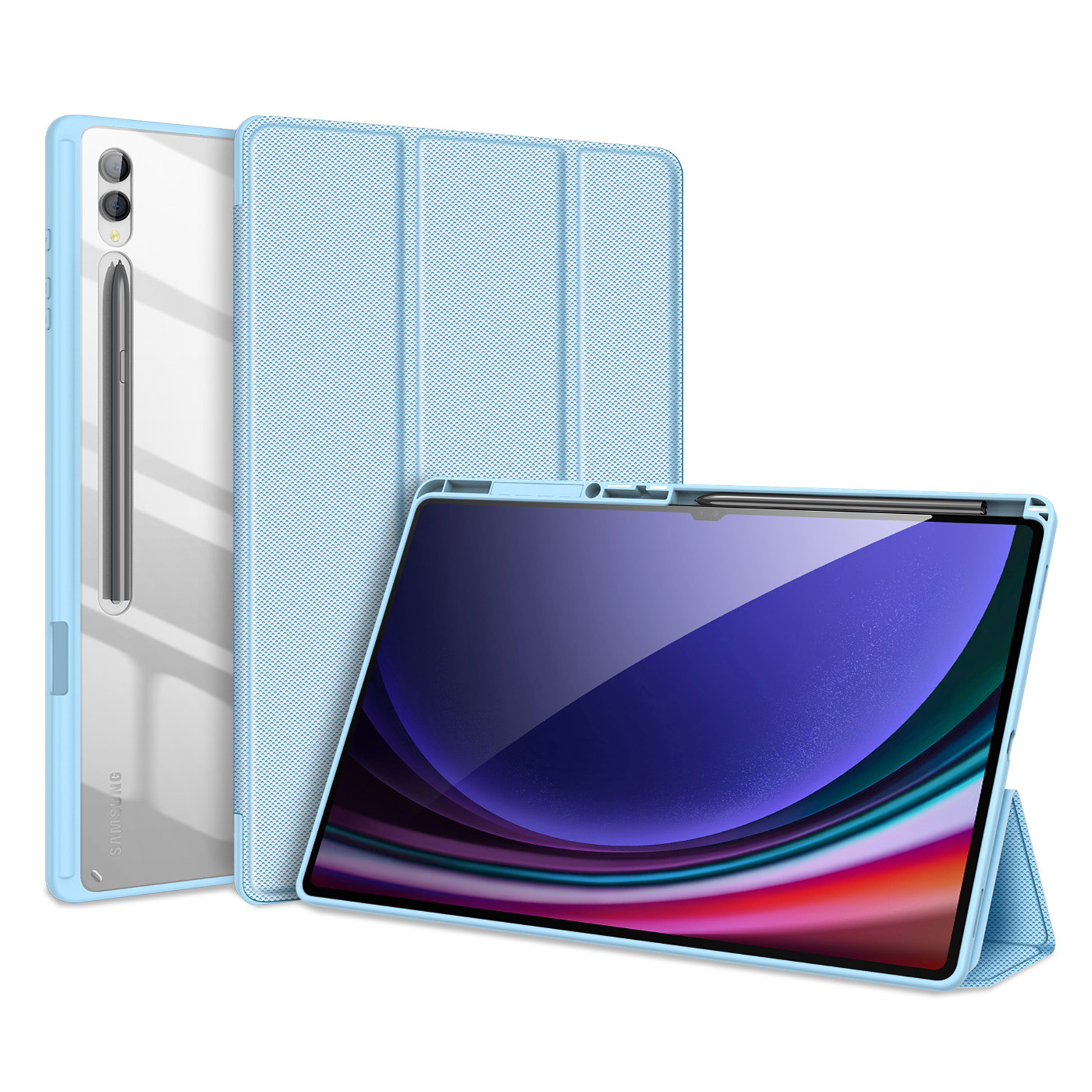Dux Ducis - Tablet hoes geschikt voor Samsung Galaxy Tab S9 Ultra (2023) - Toby Series - Auto Sleep/Wake functie - Tri-Fold Book Case - Licht Blauw afbeelding