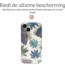 Hoozey - Hoesje geschikt voor Apple iPhone 13 Pro - Flower Print - Groen / Blauw