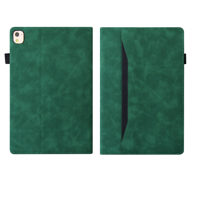 Case2go - Tablet hoes geschikt voor iPad 10.2 (2021/2020/2019) - Business Wallet Book Case - Met pasjeshouder - Groen