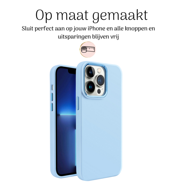 Hoozey - Hoesje geschikt voor Apple iPhone 14 Plus - Liquid Siliconen - Licht Blauw