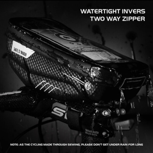 Wildman - Stuurtas - Telefoonhouder/Fietstas - Waterdicht - Touchscreen - 1L - Zwart