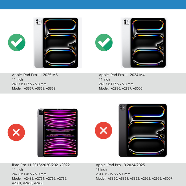 Case2go - Tablet hoes geschikt voor Apple iPad Pro 11 (2025) / Apple iPad Pro 11 (2024) - Business Wallet Book Case - Met pasjeshouder - Blauw