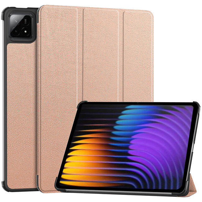Tablet hoes geschikt voor Xiaomi Pad 8 / 8 Pro - Tri-fold hoes met Auto/Wake functie en Magnetische sluiting - Tabletcase - Tablethoesje - Rose Goud
