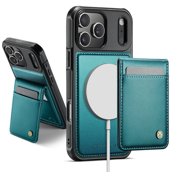CaseMe - Telefoonhoesje geschikt voor Apple iPhone 17 Pro - Back Cover met Magnetische ring - hoesje met Magnetische Pasjeshouder - Blauw