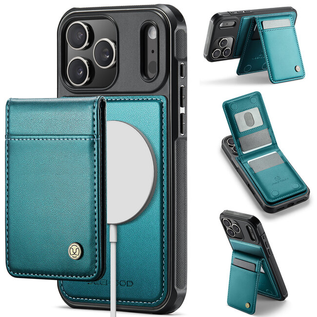 CaseMe - Telefoonhoesje geschikt voor Apple iPhone 17 Pro - Back Cover met Magnetische ring - hoesje met Magnetische Pasjeshouder - Blauw