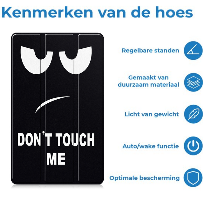 Case2go - Tablet hoes geschikt voor Samsung Galaxy Tab A11 (2025) - Tri-fold hoes met auto/wake functie - 8.7 inch - Don't touch me