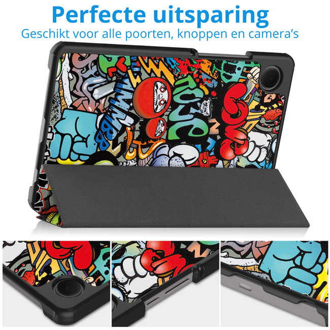 Tablet hoes geschikt voor Samsung Galaxy Tab A11 (2025) - Met Auto/Wake functie  - Tri-Fold Hoes - 8.7 inch - Graffiti