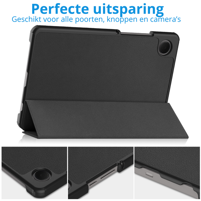 Case2go - Tablet hoes geschikt voor Samsung Galaxy Tab A11 (2025) - Tri-fold hoes met auto/wake functie - 8.7 inch - Zwart