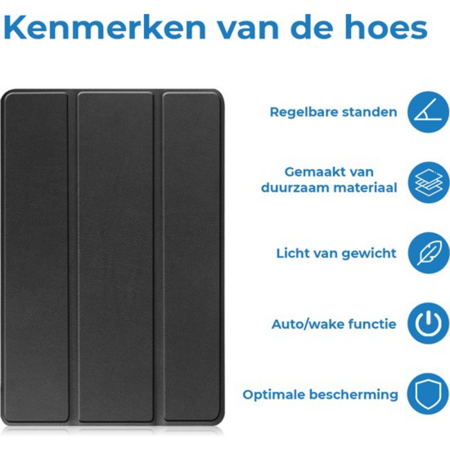 Case2go - Tablet hoes geschikt voor Samsung Galaxy Tab A11 (2025) - Tri-fold hoes met auto/wake functie - 8.7 inch - Zwart