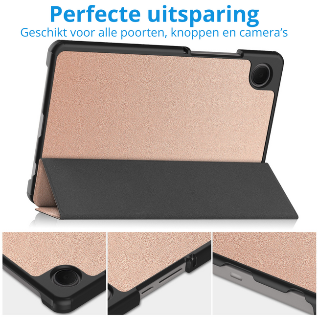 Tablet hoes geschikt voor Samsung Galaxy Tab A11 (2025) - Met Auto/Wake functie  - Tri-Fold Hoes - 8.7 inch - Rose Gold