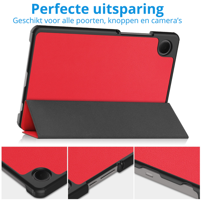 Case2go - Tablet hoes geschikt voor Samsung Galaxy Tab A11 (2025) - Tri-fold hoes met auto/wake functie - 8.7 inch - Rood