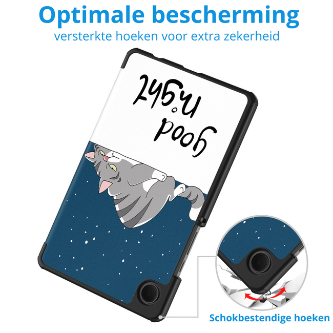 Case2go - Tablet hoes geschikt voor Samsung Galaxy Tab A11 (2025) - Tri-fold hoes met auto/wake functie - 8.7 inch - Goodnight