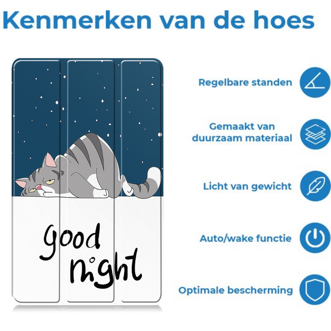 Tablet hoes geschikt voor Samsung Galaxy Tab A11 (2025) - Met Auto/Wake functie  - Tri-Fold Hoes - 8.7 inch - Goodnight
