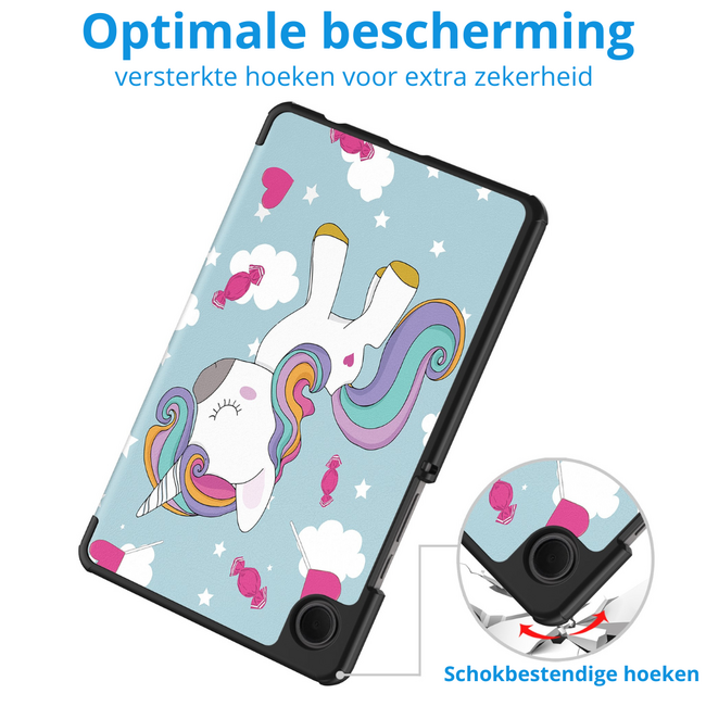 Tablet hoes geschikt voor Samsung Galaxy Tab A11 (2025) - Met Auto/Wake functie  - Tri-Fold Hoes - 8.7 inch - Eenhoorn