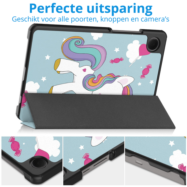 Tablet hoes geschikt voor Samsung Galaxy Tab A11 (2025) - Met Auto/Wake functie  - Tri-Fold Hoes - 8.7 inch - Eenhoorn