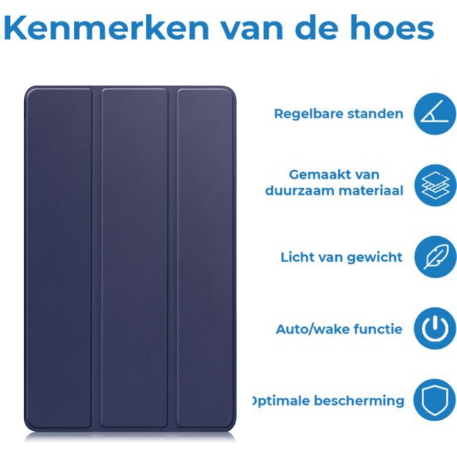 Case2go - Tablet hoes geschikt voor Samsung Galaxy Tab A11 (2025) - Tri-fold hoes met auto/wake functie - 8.7 inch - Blauw