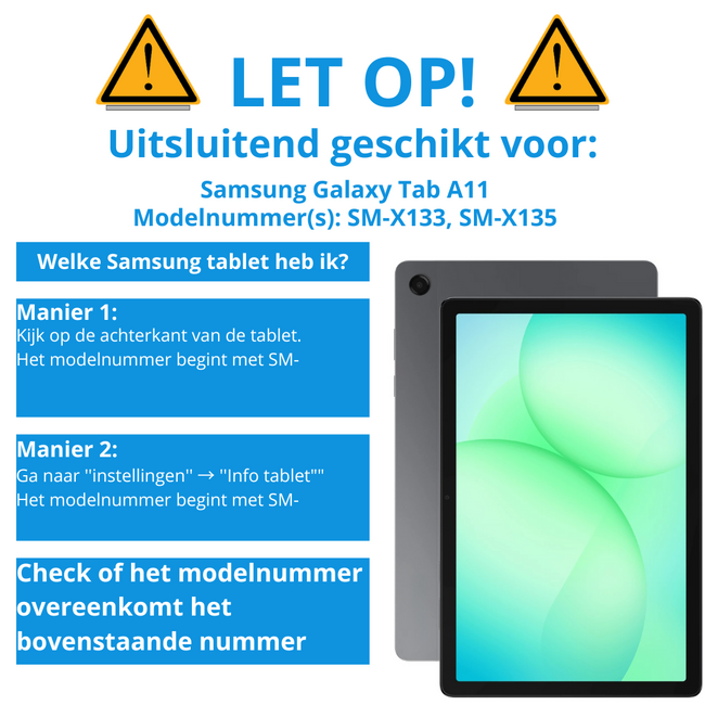 Case2go - Tablet hoes geschikt voor Samsung Galaxy Tab A11 (2025) - Tri-fold hoes met auto/wake functie - 8.7 inch - Blauw