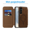 Hoesje geschikt voor Samsung Galaxy S25 Plus - Met Pasjeshouder - Geschikt voor MagSafe - Met magnetische sluiting - Donker Bruin