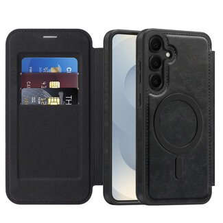 Case2go Hoesje geschikt voor Samsung Galaxy S25 Plus - Met Pasjeshouder - Geschikt voor MagSafe - Met magnetische sluiting - Zwart