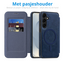 Hoesje geschikt voor Samsung Galaxy S25 Plus - Met Pasjeshouder - Geschikt voor MagSafe - Met magnetische sluiting - Blauw