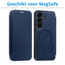 Hoesje geschikt voor Samsung Galaxy S25 Plus - Met Pasjeshouder - Geschikt voor MagSafe - Met magnetische sluiting - Blauw