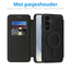 Hoesje geschikt voor Samsung Galaxy S25 - Met Pasjeshouder - Geschikt voor MagSafe - Met magnetische sluiting - Zwart