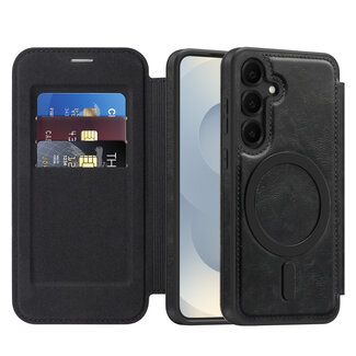 Case2go Hoesje geschikt voor Samsung Galaxy A36 - Met Pasjeshouder - Geschikt voor MagSafe - Met magnetische sluiting - Zwart