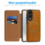 Hoesje geschikt voor Samsung Galaxy S25 Edge - Met Pasjeshouder - Geschikt voor MagSafe - Met magnetische sluiting - Licht Bruin