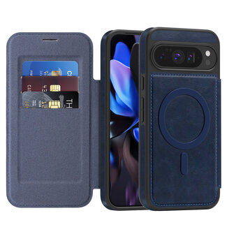 Case2go Hoesje geschikt voor Goole Pixel 10 Pro XL- Met Pasjeshouder - Geschikt voor MagSafe - Met magnetische sluiting - Blauw