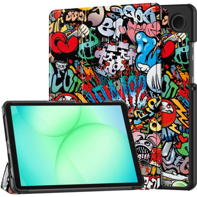 Tablet hoes geschikt voor Samsung Galaxy Tab A11 (2025) - Met Auto/Wake functie  - Tri-Fold Hoes - 8.7 inch - Graffiti