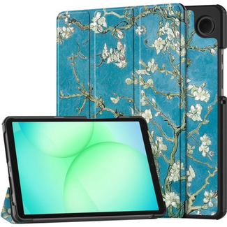 Tablet hoes geschikt voor Samsung Galaxy Tab A11 (2025) - Met Auto/Wake functie  - Tri-Fold Hoes - 8.7 inch - Witte Bloesem