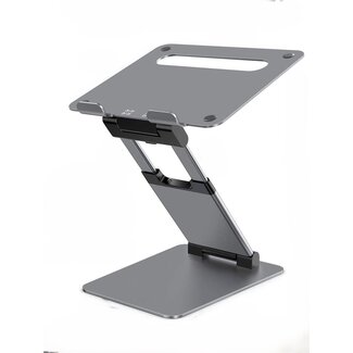 Case2go Ergonomische Laptop Standaard - Volledig verstelbaar - Staand en zittend werken - Universele Laptophouder - Aluminium - Grijs