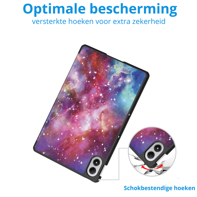 Tablet hoes geschikt voor Xiaomi Redmi Pad 2 Pro 2025 - Tri-fold hoes met Auto/Wake Functie en magneetsluiting - 12.1 inch - Galaxy