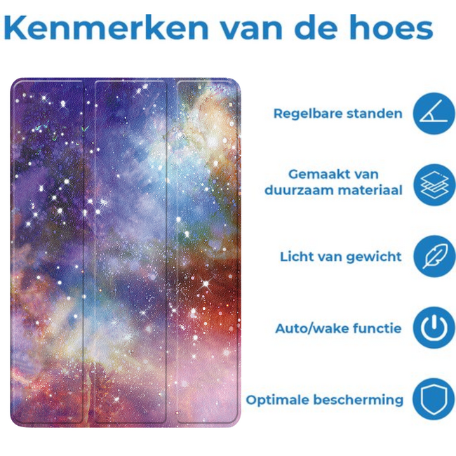Tablet hoes geschikt voor Xiaomi Redmi Pad 2 Pro 2025 - Tri-fold hoes met Auto/Wake Functie en magneetsluiting - 12.1 inch - Galaxy