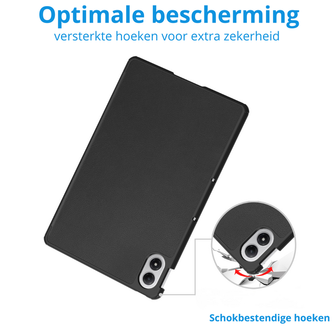 Tablet hoes geschikt voor Xiaomi Redmi Pad 2 Pro 2025 - Tri-fold hoes met Auto/Wake Functie en magneetsluiting - 12.1 inch - Zwart