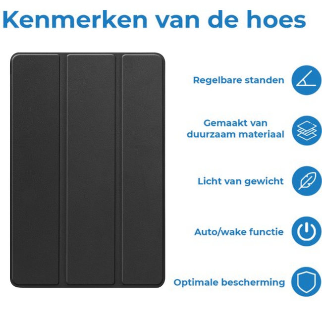 Tablet hoes geschikt voor Xiaomi Redmi Pad 2 Pro 2025 - Tri-fold hoes met Auto/Wake Functie en magneetsluiting - 12.1 inch - Zwart