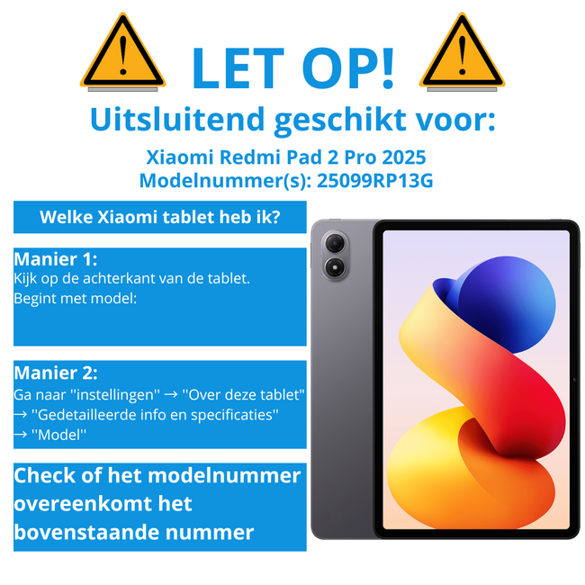 Tablet hoes geschikt voor Xiaomi Redmi Pad 2 Pro 2025 - Tri-fold hoes met Auto/Wake Functie en magneetsluiting - 12.1 inch - Zwart