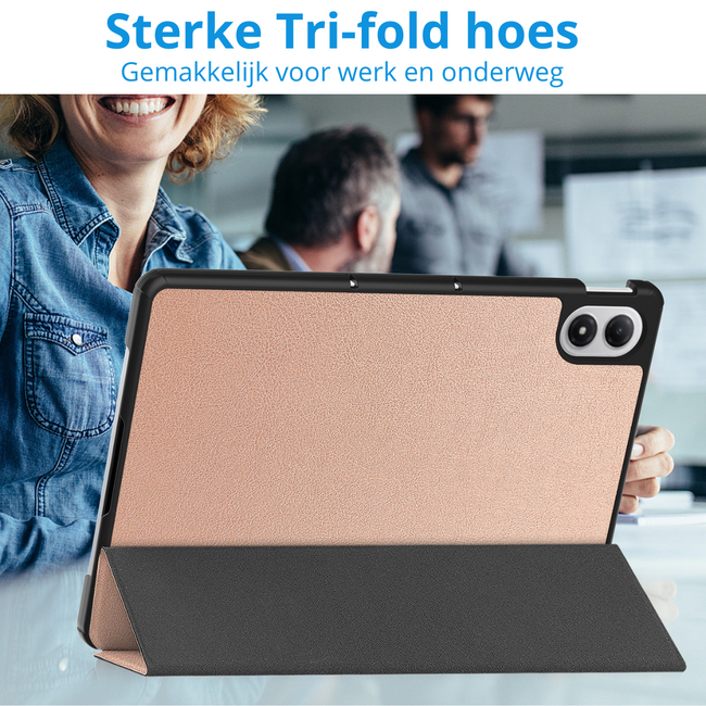 Tablet hoes geschikt voor Xiaomi Redmi Pad 2 Pro 2025 - Tri-fold hoes met Auto/Wake Functie en magneetsluiting - 12.1 inch - Rosé Goud