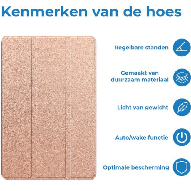 Tablet hoes geschikt voor Xiaomi Redmi Pad 2 Pro 2025 - Tri-fold hoes met Auto/Wake Functie en magneetsluiting - 12.1 inch - Rosé Goud