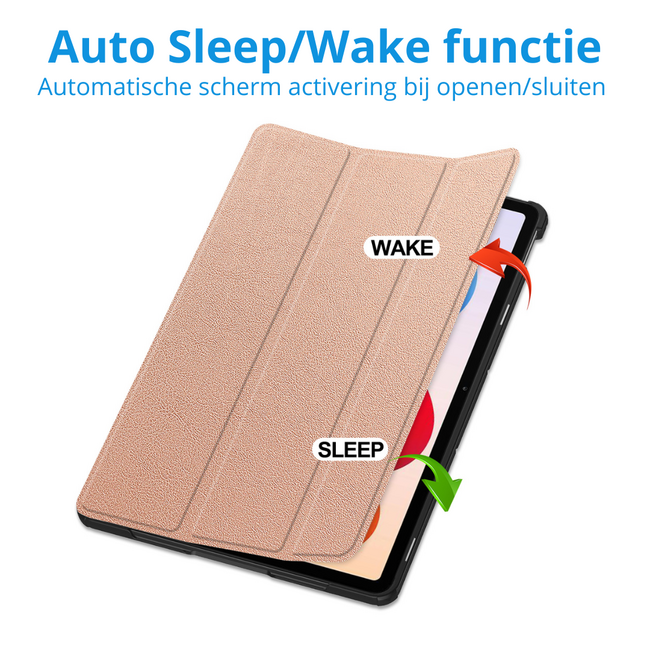 Tablet hoes geschikt voor Xiaomi Redmi Pad 2 Pro 2025 - Tri-fold hoes met Auto/Wake Functie en magneetsluiting - 12.1 inch - Rosé Goud