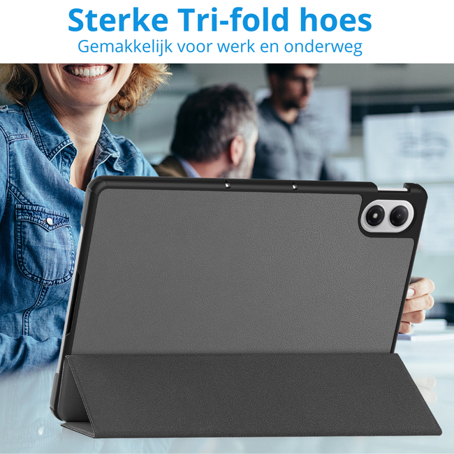 Tablet hoes geschikt voor Xiaomi Redmi Pad 2 Pro 2025 - Tri-fold hoes met Auto/Wake Functie en magneetsluiting - 12.1 inch - Grijs