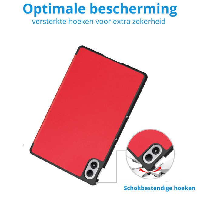 Tablet hoes geschikt voor Xiaomi Redmi Pad 2 Pro 2025 - Tri-fold hoes met Auto/Wake Functie en magneetsluiting - 12.1 inch - Rood