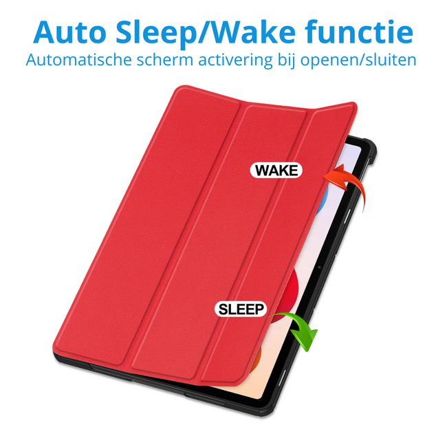 Tablet hoes geschikt voor Xiaomi Redmi Pad 2 Pro 2025 - Tri-fold hoes met Auto/Wake Functie en magneetsluiting - 12.1 inch - Rood