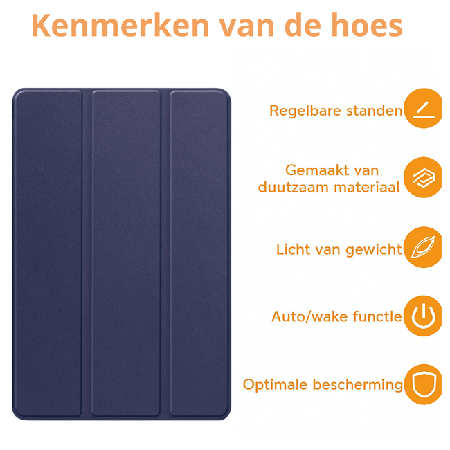 Hoozey - Tablet hoes geschikt voor Xiaomi Redmi Pad 2 Pro 2025 - Tri-fold hoes met Auto/Wake Functie en magneetsluiting - 12.1 inch - Donker Blauw