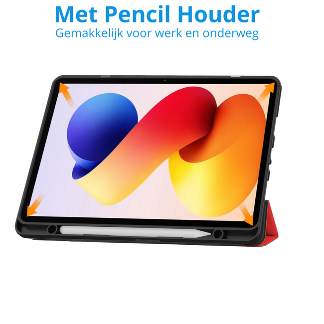Tablet hoes geschikt voor Xiaomi Redmi Pad 2 Pro - Tri-Fold hoes met Auto/Wake functie en Magnetische sluiting - Met Pencil Houder - Rood