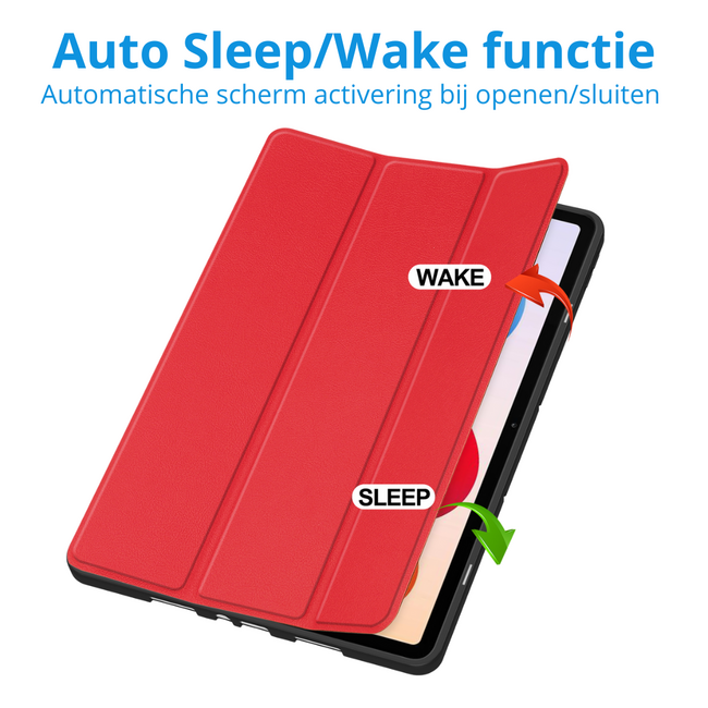 Tablet hoes geschikt voor Xiaomi Redmi Pad 2 Pro - Tri-Fold hoes met Auto/Wake functie en Magnetische sluiting - Met Pencil Houder - Rood
