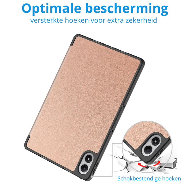 Tablet hoes geschikt voor Xiaomi Redmi Pad 2 Pro - Tri-Fold hoes met Auto/Wake functie en Magnetische sluiting - Met Pencil Houder - Rose Goud
